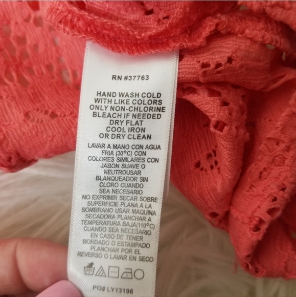 Laundry by Shelli Segal Crochet Lace Tunic M – Coral Sheer ¾ Sleeve Boho Chic - Picture 9 of 14